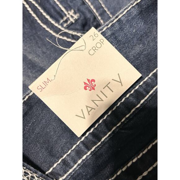 Vanity Premium Collection Jeans Womens 26x24 Slim Crop Embellished Triple Button - Picture 3 of 9
